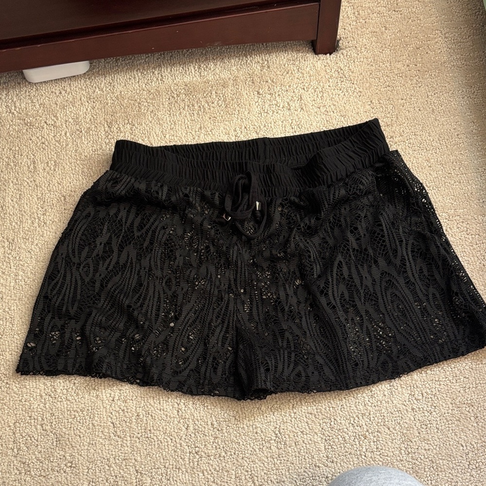 Black Lace swim cover up shorts